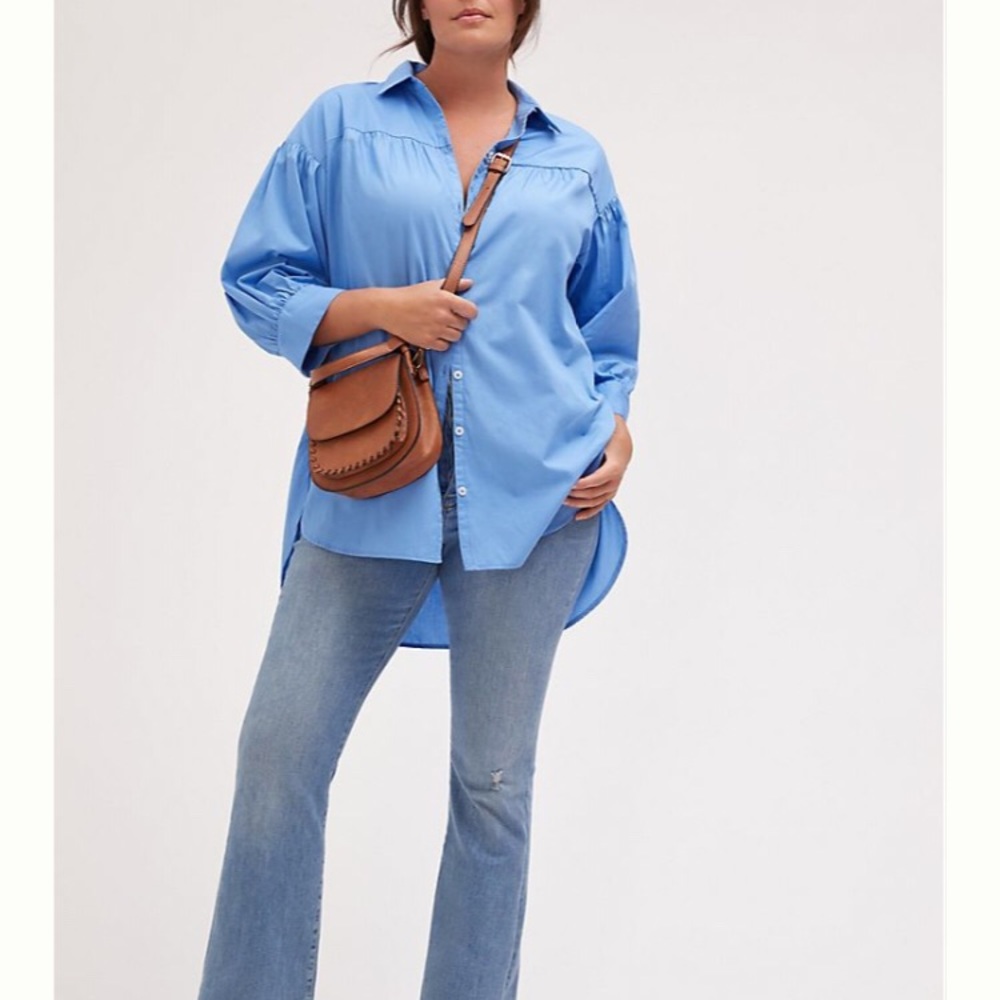 Maeve Sky Blue Oversized Button-Down Shirt